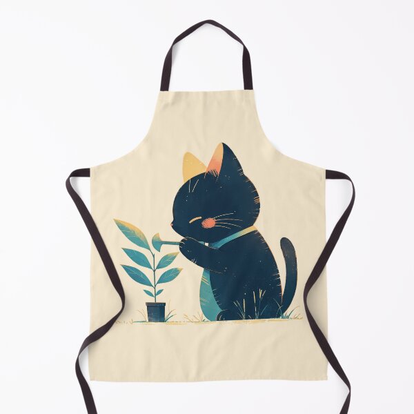 Item preview, Black kitty gardener designed and sold by WoollenLlama.