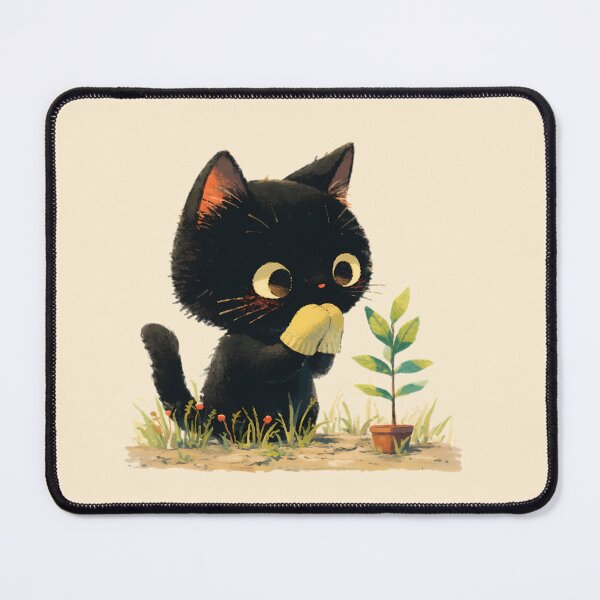 Item preview, Black kitty, the little gardener designed and sold by WoollenLlama.