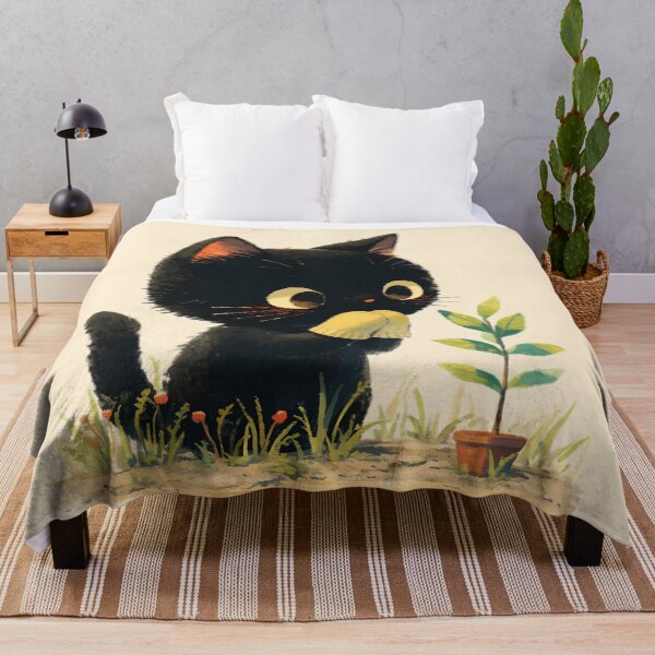 Item preview, Black kitty, the little gardener designed and sold by WoollenLlama.