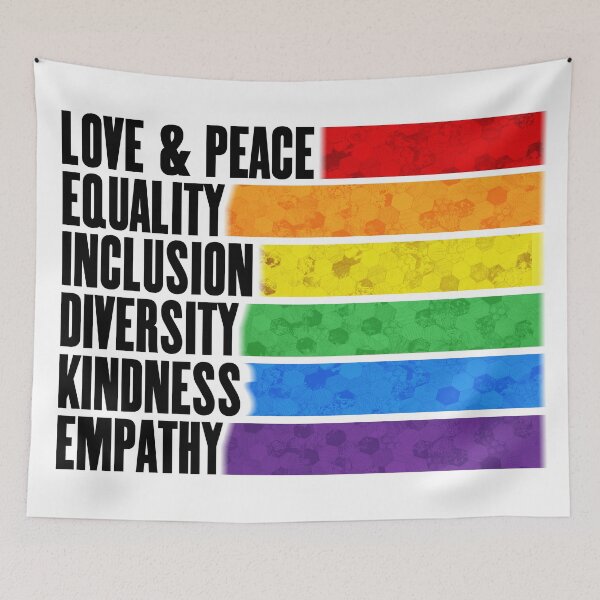 Item preview, Love Peace Equality Inclusion Diversity Kindness Empathy Signs Tees Hoodies Posters Artwork Pins Stickers Magnets Anti Trump Woke Activist Protester Resist Rainbow designed and sold by allfreelance.
