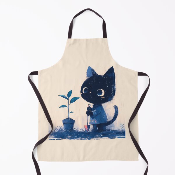 Item preview, Black kitty gardener designed and sold by WoollenLlama.