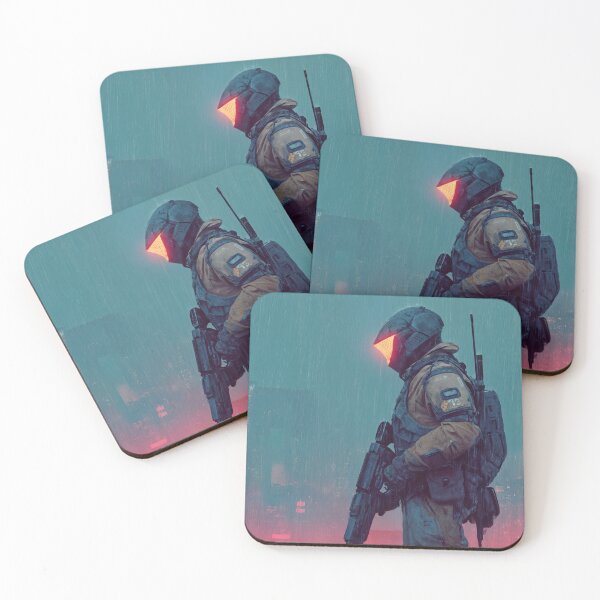 Item preview, Kairo-45, Futuristic Bounty Hunter in Rainy Neon City designed and sold by Carlos Monteiro.