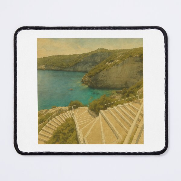 Item preview, Zakynthos Steps – Vintage Greece Coastline Art designed and sold by Dennis' Creative Corner.