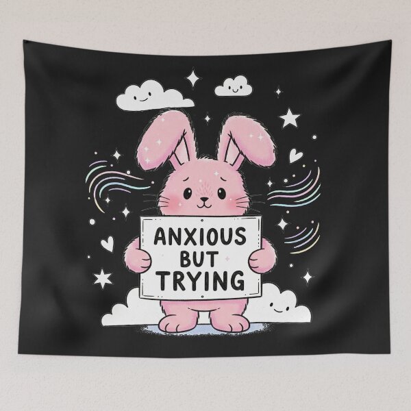 Item preview, Anxious But Trying - Cute Pink Bunny designed and sold by Owcomm.