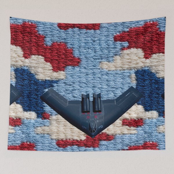 Item preview, Bunker Buster B2 Bomber Patriotic Faux Embroidery Fabric designed and sold by Nicholas Panek.