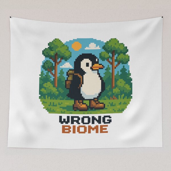 Item preview, Wrong Biome Penguin – Forest Misfit Pixel Comedy designed and sold by NaturePixel.