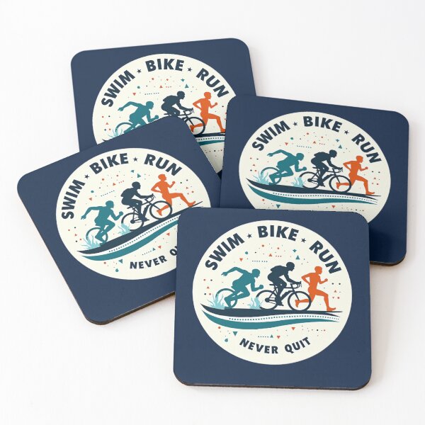 Item preview, Swim Bike Run – Never Quit Motivation Sticker designed and sold by Triathlongram.