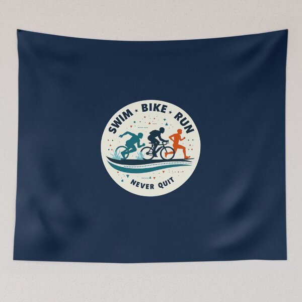 Item preview, Swim Bike Run – Never Quit Motivation Sticker designed and sold by Triathlongram.