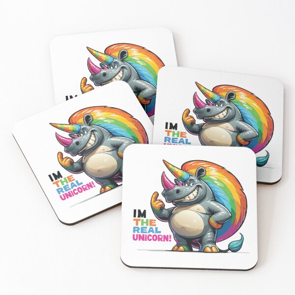 Item preview, Funny Rainbow Rhino I'm The Real Unicorn Cartoon Design designed and sold by Coowo22.