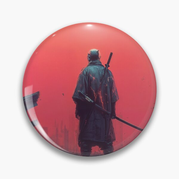 Item preview, Cursed Samurai Warrior Standing Before Red Portal in Ruined City designed and sold by Carlos Monteiro.