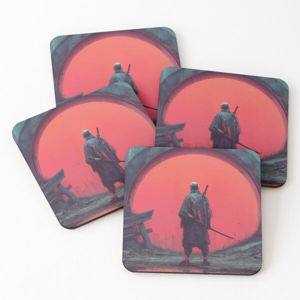 Item preview, Cursed Samurai Warrior Standing Before Red Portal in Ruined City designed and sold by Carlos Monteiro.