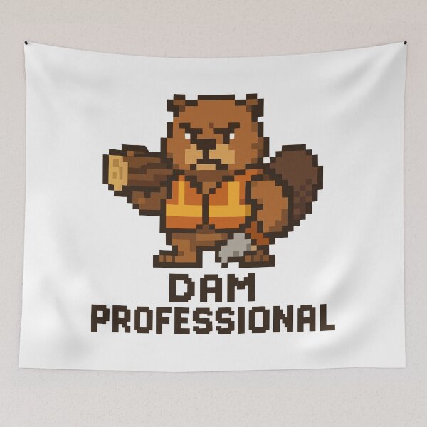 Item preview, Dam Professional – Funny Beaver Pixel Art Construction Scene designed and sold by NaturePixel.