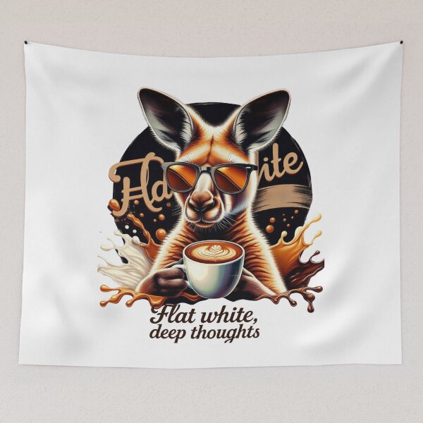 Item preview, Coffee Kangaroo – Flat White and Deep Thoughts Retro Art designed and sold by JenniferCreaArte .