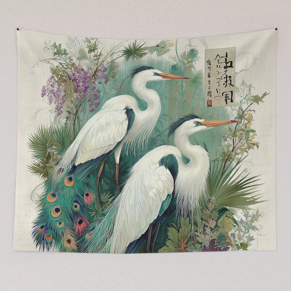 Item preview, Egret Elegance in Autumnal Bloom designed and sold by bloorose.