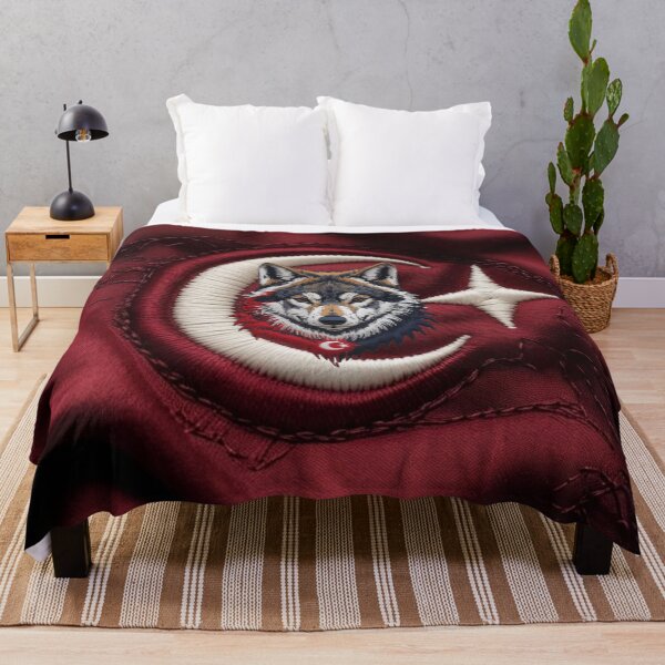 Item preview, Turkish Wolf Embroidery Patch Red White Crescent Star Design designed and sold by ArtDesignTp.