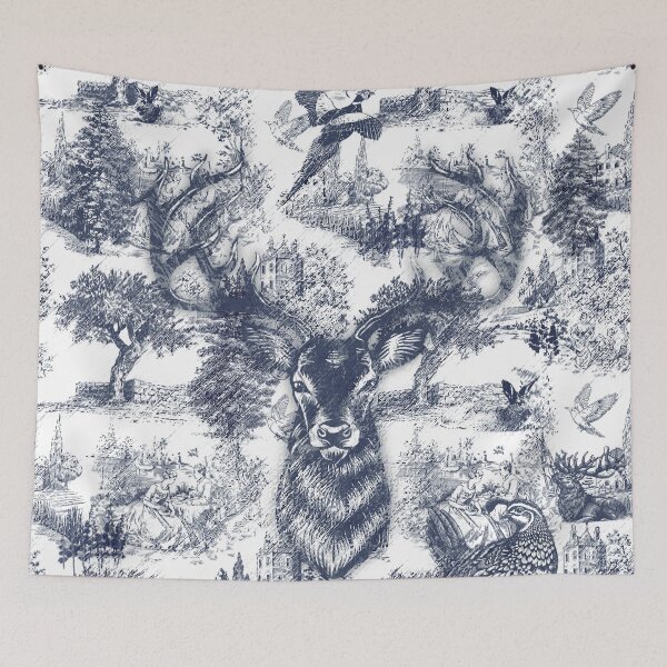 Item preview, Sabrina Farmer Art - Blue Toile Deer - Wildlife at Home  designed and sold by sabrinart42.