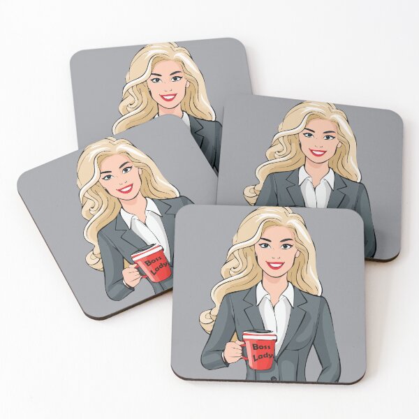 Artikelvorschau, Boss Lady Blondine mit Hosenanzug und roter Kaffeetasse entworfen und verkauft von angel-cat-22.