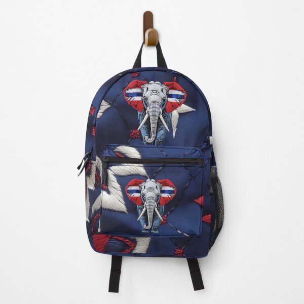 Item preview, Thai Elephant Embroidery Patch Design  Red White Blue Patriotic Thailand Animal Art designed and sold by ArtDesignTp.