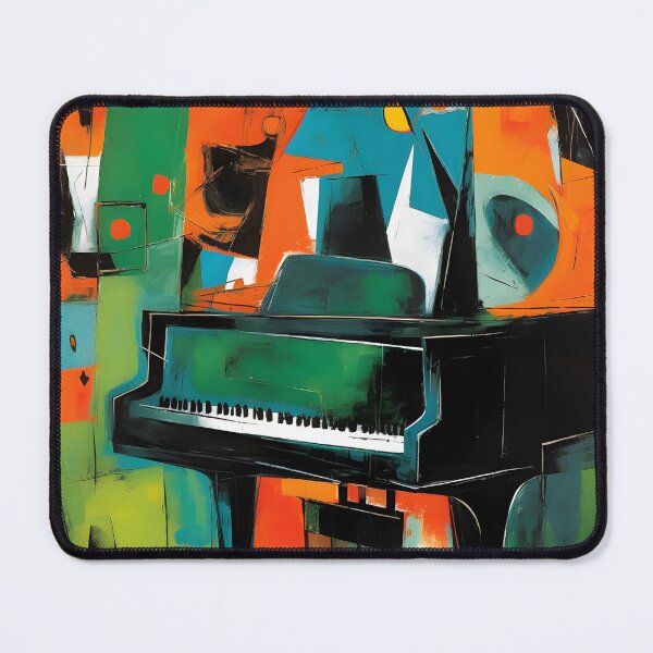 Item preview, Bold Abstract Grand Piano - Vibrant Orange Green and Blue Geometric Shapes Digital AI Generated Art designed and sold by OlfactoART Studio.