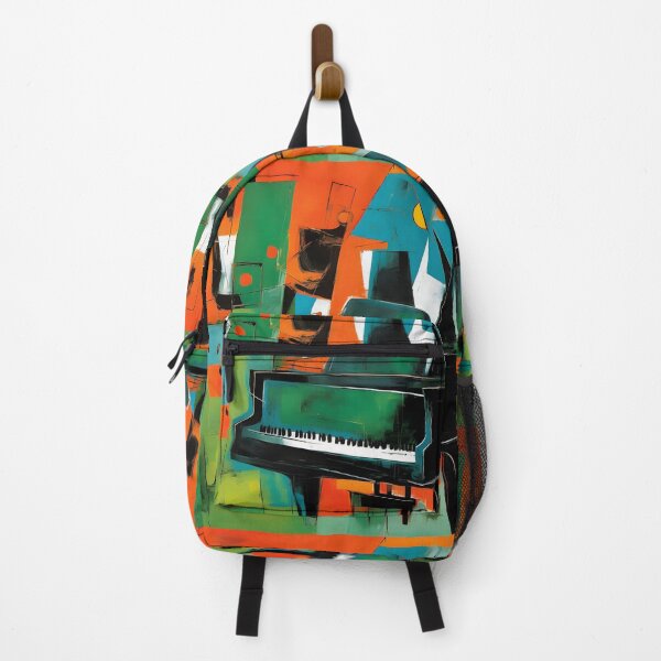Item preview, Bold Abstract Grand Piano - Vibrant Orange Green and Blue Geometric Shapes Digital AI Generated Art designed and sold by OlfactoART Studio.