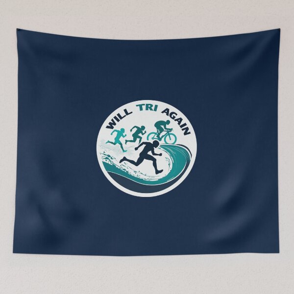 Item preview, "Will TRI Again" – Funny & Motivational Triathlon Sticker designed and sold by Triathlongram.
