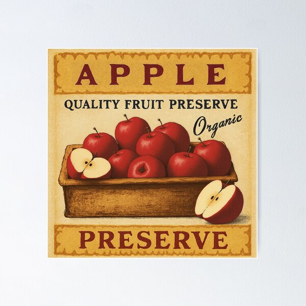Item preview, Retro Apple Fruit Sticker Label designed and sold by Wordsmith-Wear.