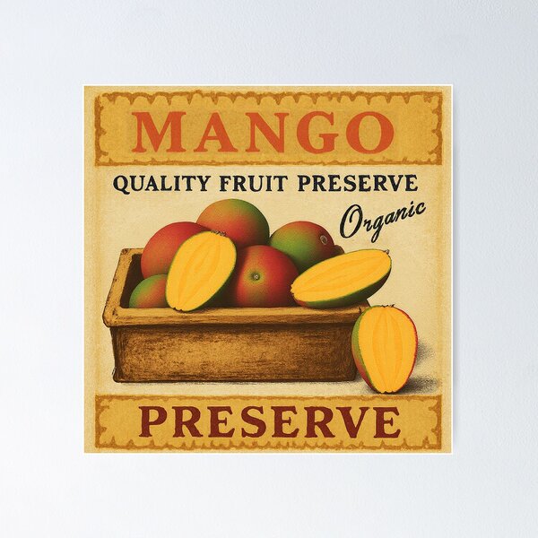 Item preview, Retro Mango Fruit Sticker Label designed and sold by Wordsmith-Wear.