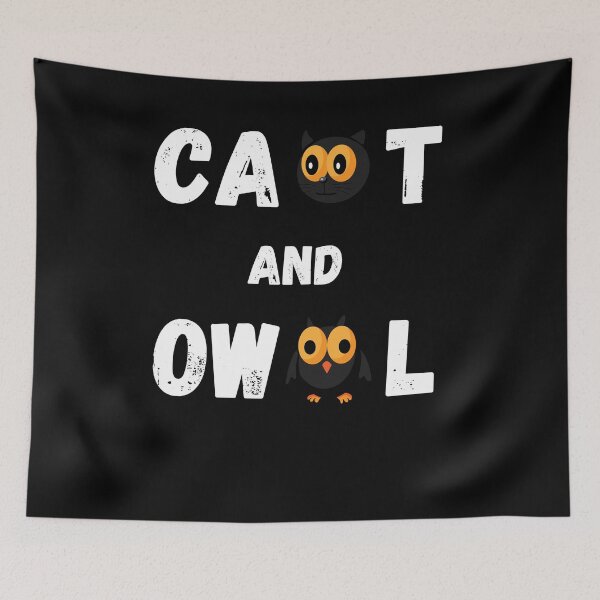 Item preview, Cat and Owl – Cute Night Duo Animal Design designed and sold by Nexavri Art.
