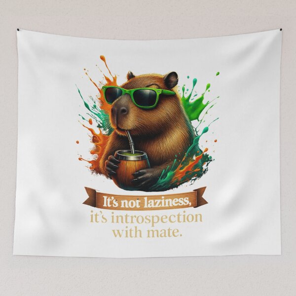 Item preview, Capybara with Mate – It’s Not Laziness, It’s Introspection designed and sold by JenniferCreaArte .