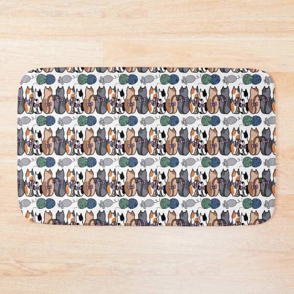 Item preview, Playful Cats Pattern – Cute Spotted Cats with Bows, Mouse & Yarn Balls | Fun Pet Lover Design designed and sold by Studio Delulu.