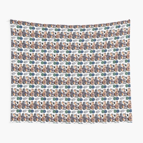 Item preview, Playful Cats Pattern – Cute Spotted Cats with Bows, Mouse & Yarn Balls | Fun Pet Lover Design designed and sold by Studio Delulu.