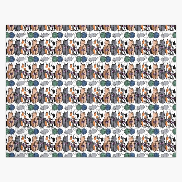 Item preview, Playful Cats Pattern – Cute Spotted Cats with Bows, Mouse & Yarn Balls | Fun Pet Lover Design designed and sold by Studio Delulu.