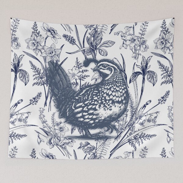 Item preview, Sabrina Farmer Art - Blue Toile Quail - Wildlife at Home  designed and sold by sabrinart42.