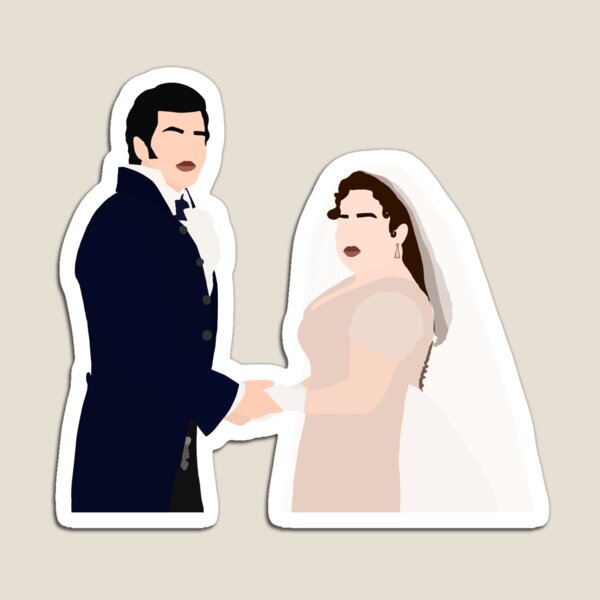 Aperçu de l'œuvre Bridgerton - Pénélope et Colin à leur mariage créée et vendue par Bingeartstudio.
