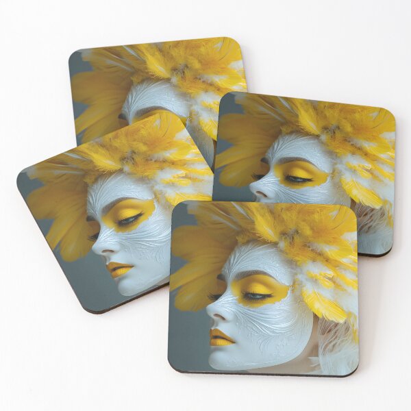 Item preview, Majestic Yellow Feathers and Artistic Masked Beauty designed and sold by Artessie.