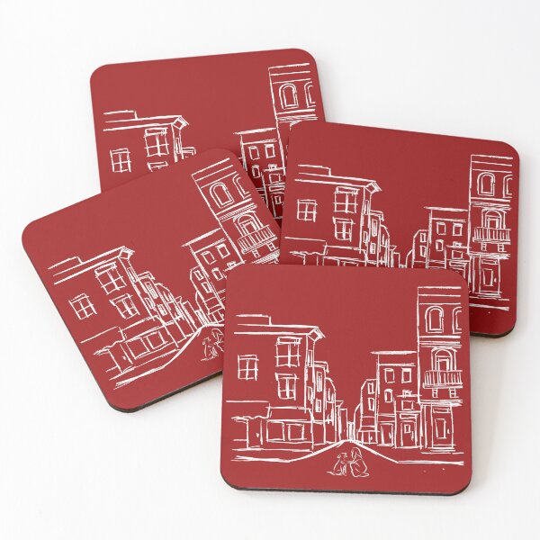 Item preview, City Street Sketch – Girl Petting Dog in White Ink designed and sold by BlesstB.