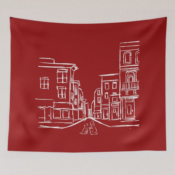 Item preview, City Street Sketch – Girl Petting Dog in White Ink designed and sold by BlesstB.