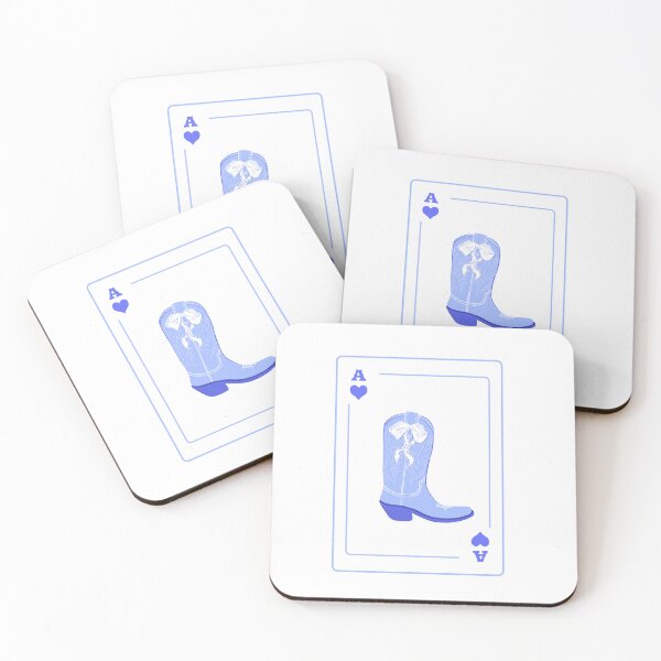 Item preview, Ace of hearts card with coquette blue cowboy boots and bow  designed and sold by rizdrawings.