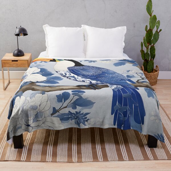 Item preview, Blue and white chinoiserie toucan designed and sold by SophieClimaArt.