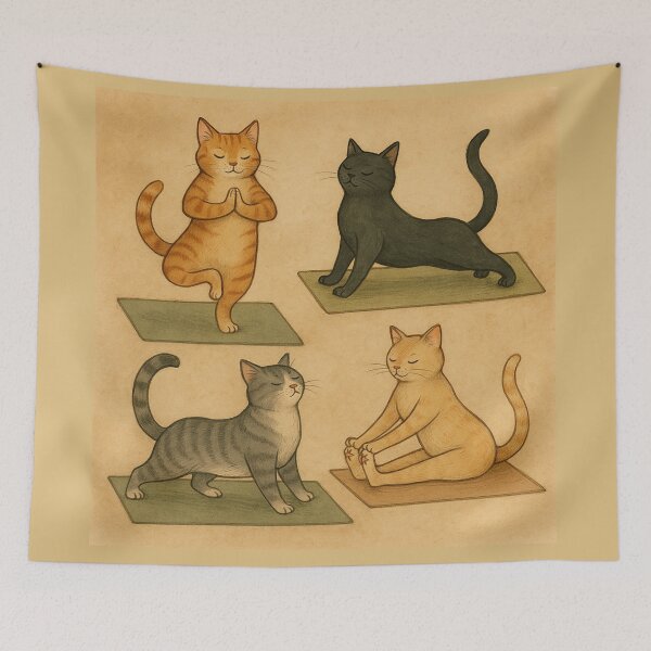 Item preview, Zen Cats – Cartoon Cats Doing Yoga Poses designed and sold by MoonMommaMagic.
