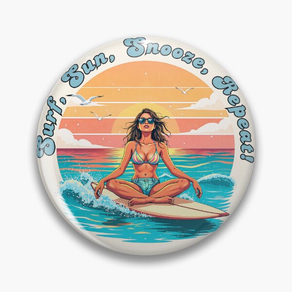 Item preview, Surf, Sun, Snooze, Repeat – Retro Surf Girl Tropical Sunset Design designed and sold by twilightprints.