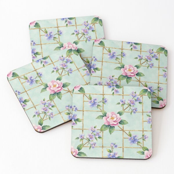 Item preview, Chinese Camellias Floral  fretwork grid  designed and sold by highvibz72.