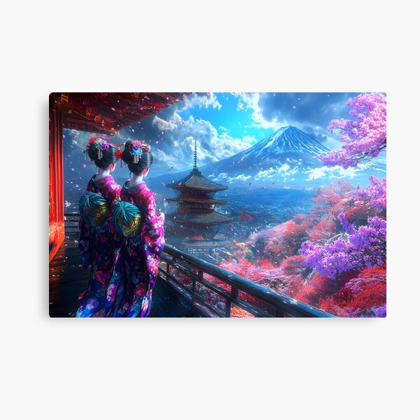 Item preview, Beautiful Geishas Overlooking Mount Fuji at Sunset designed and sold by Artessie.