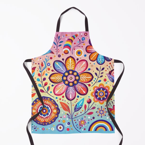Item preview, Whimsical Rainbow Flowers - Scandinavian Folk Art by heidiannemorris © designed and sold by FOLK ART FUSION by heidiannemorris.