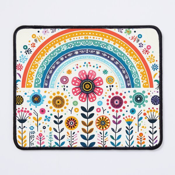 Item preview, Arching Rainbow Flowers - Scandinavian Folk Art by heidiannemorris © designed and sold by FOLK ART FUSION by heidiannemorris.