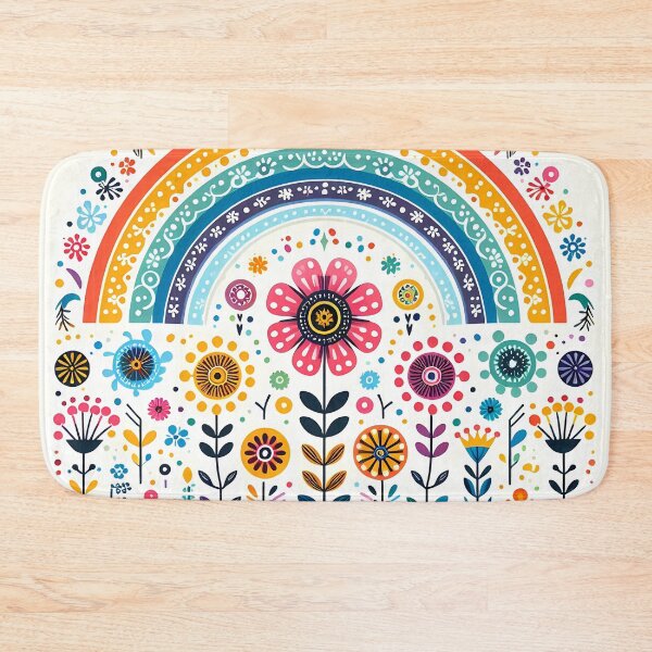 Item preview, Arching Rainbow Flowers - Scandinavian Folk Art by heidiannemorris © designed and sold by FOLK ART FUSION by heidiannemorris.