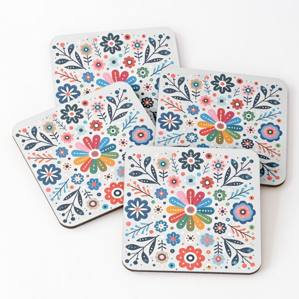 Item preview, Delicate Patterned Flowers - Scandinavian Folk Art by heidiannemorris © designed and sold by FOLK ART FUSION.