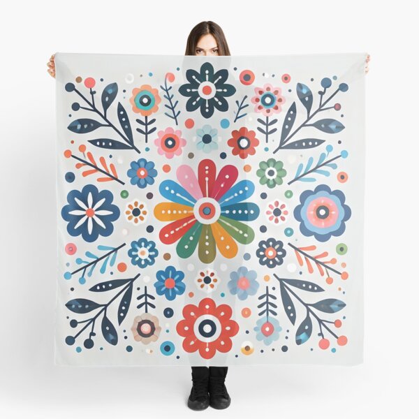 Item preview, Delicate Patterned Flowers - Scandinavian Folk Art by heidiannemorris © designed and sold by FOLK ART FUSION by heidiannemorris.