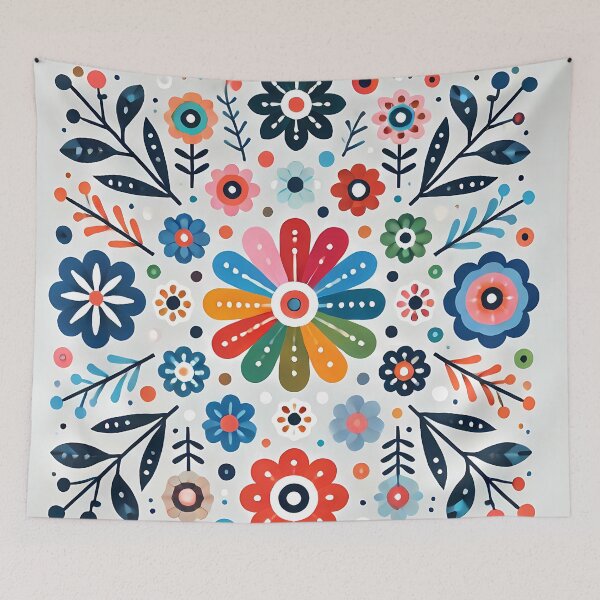 Item preview, Delicate Patterned Flowers - Scandinavian Folk Art by heidiannemorris © designed and sold by FOLK ART FUSION by heidiannemorris.