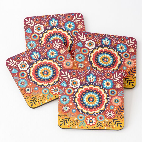 Item preview, Mandala Inspired Flowers - Scandinavian Folk Art by heidiannemorris © designed and sold by FOLK ART FUSION by heidiannemorris.